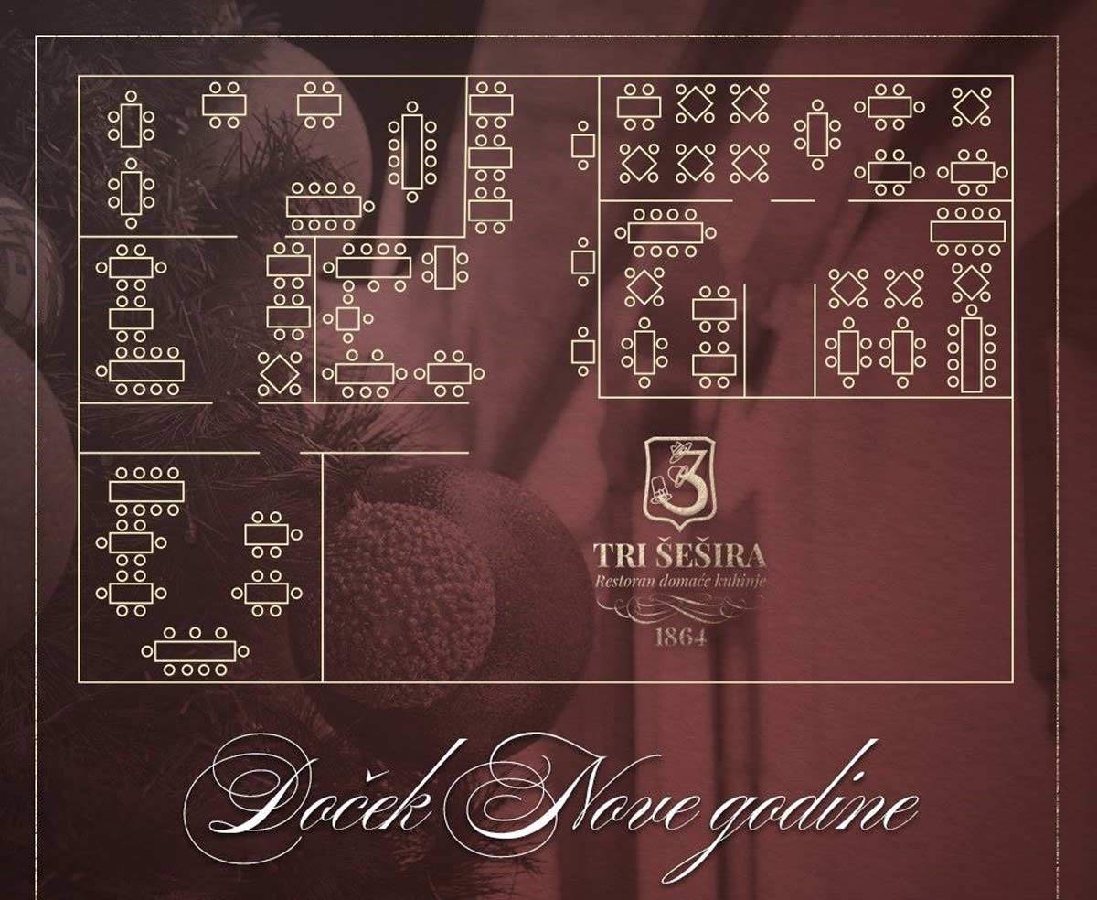 Mapa sedenja - Restoran Tri Šešira Nova godina